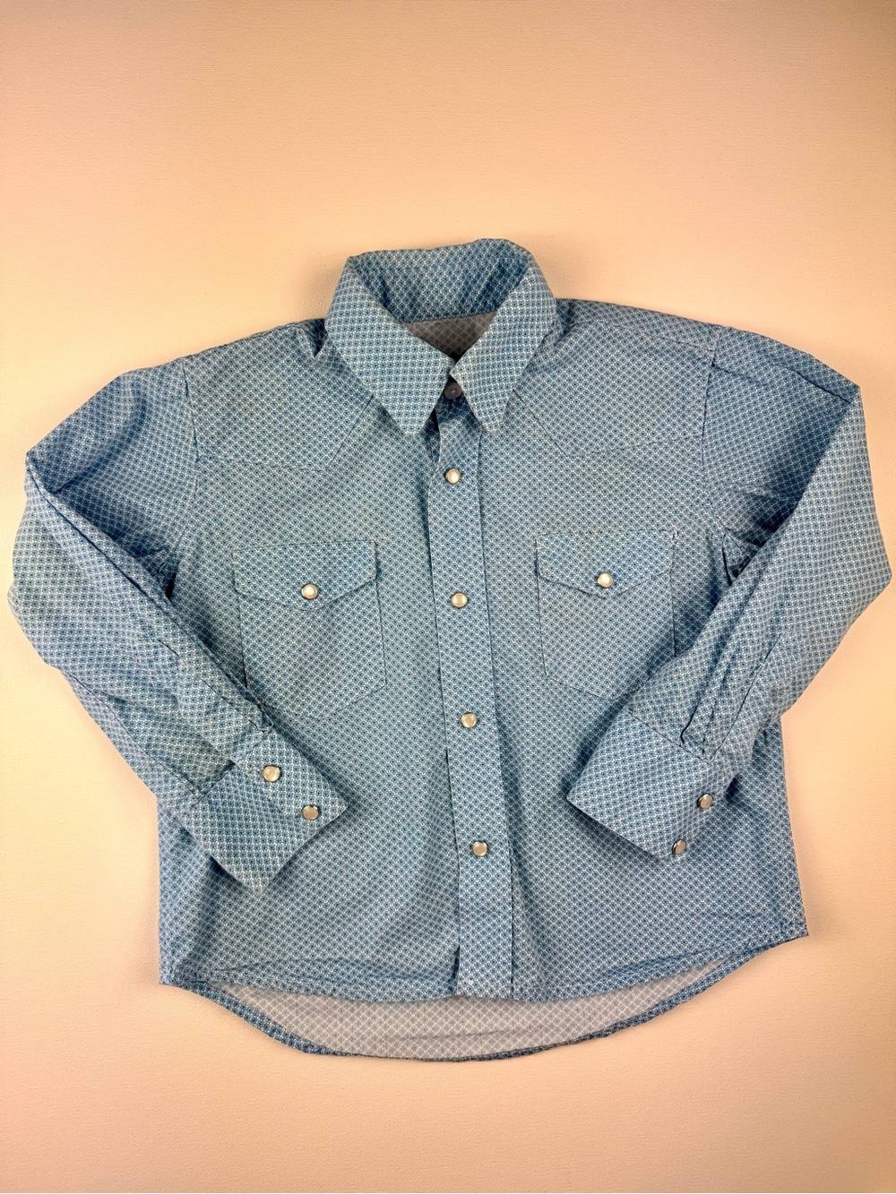 Boys Blue Button Up Plaid Pearl Snap Western Rodeo Shirt Cowboy Legend Small 4T